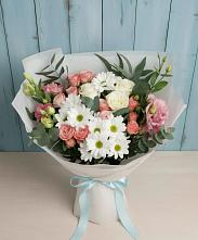 Букет цветов из:  Розы, Лизиантусы и Хризантемы #REPLACE_PRED# Прямицыно