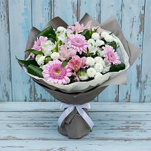 Букет цветов из:  Герберы, Альстромерии и Хризантемы в Прямицыно