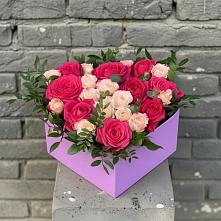 Цветочная композиция из Розы в коробке в Прямицыно