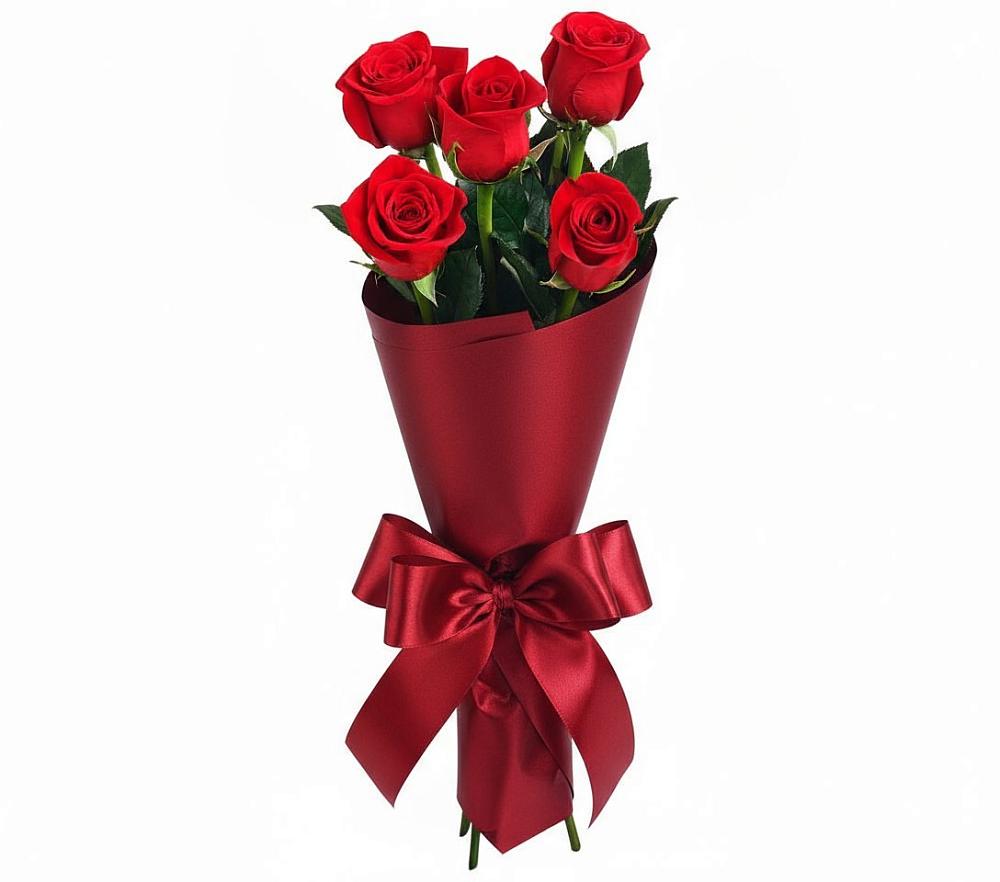 Букет 5 Красных роз Эдлесс Лав в Прямицыно