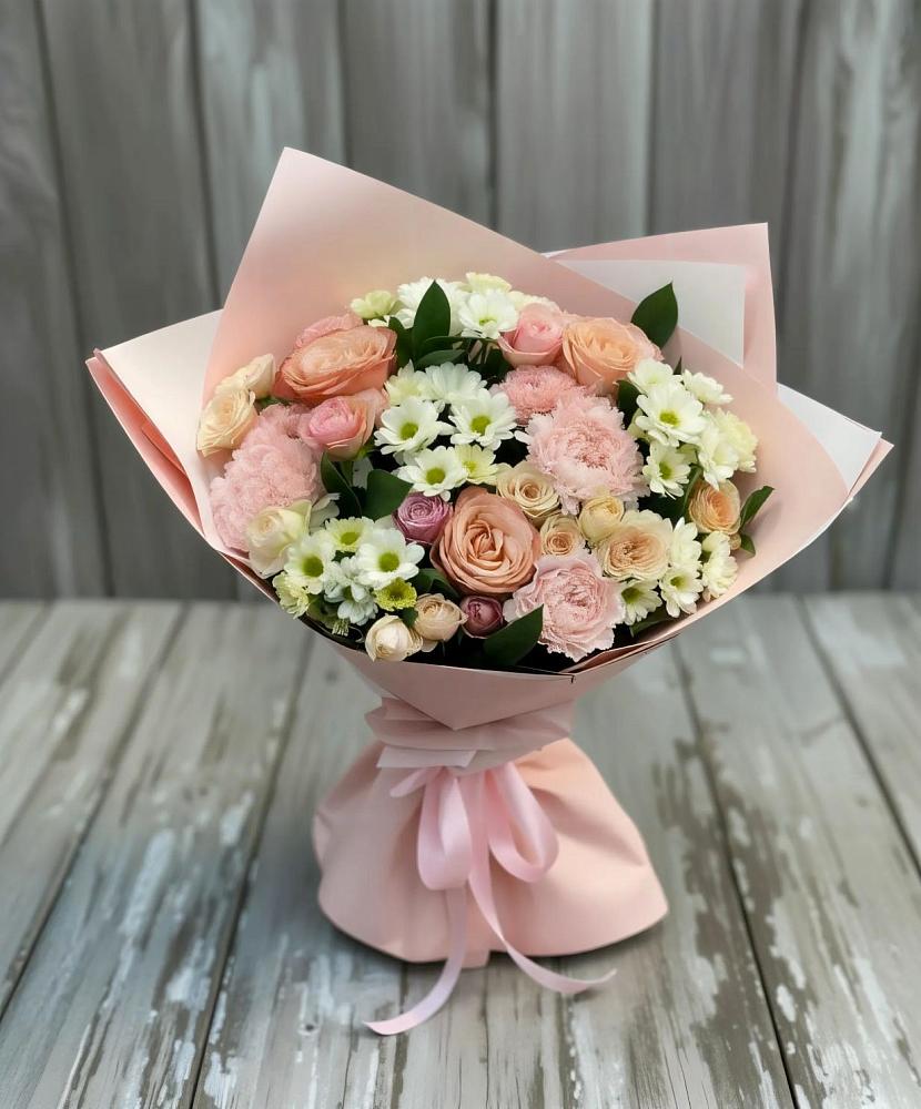 Букет цветов из: Гвоздики, Розы и Хризантемы в Прямицыно