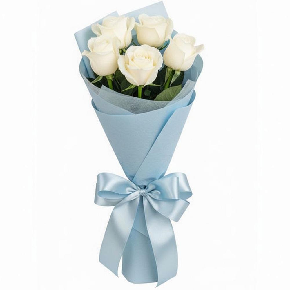 Букет 5 Белых роз Проуд в Прямицыно