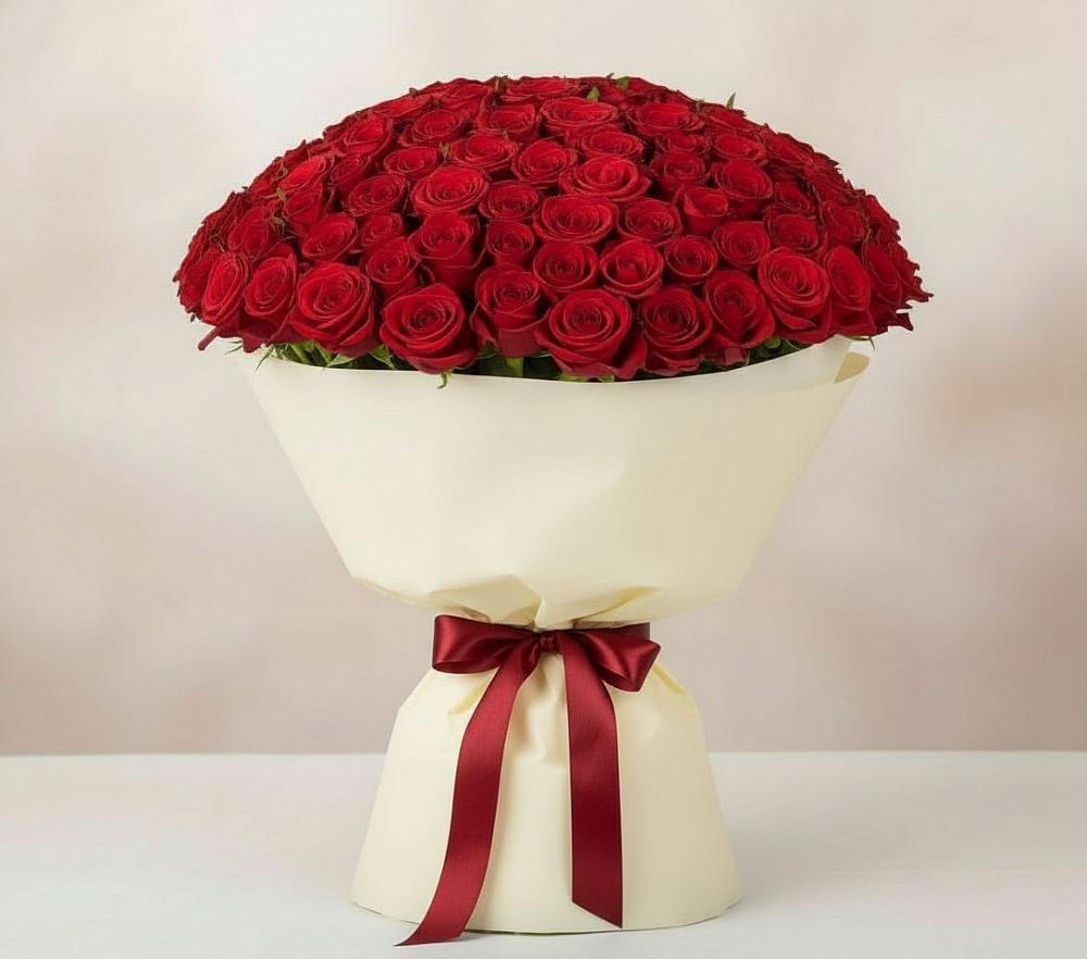 Букет 101 Красная роза Милано в Прямицыно