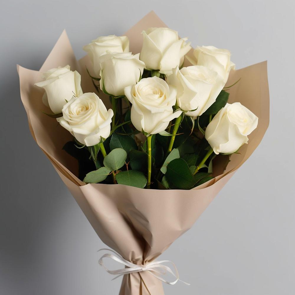 Букет 9 Белых роз Эдлесс Лав в Прямицыно