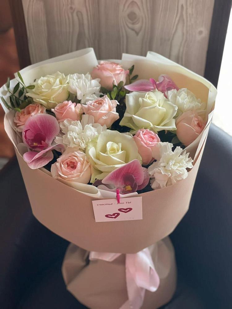 Букет цветов из: Орхидеи, Розы и Гвоздики в Прямицыно