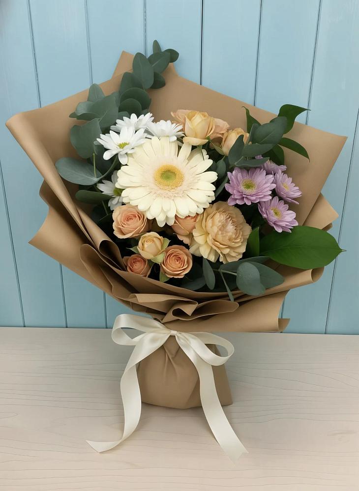 Букет цветов из: Герберы и Хризантемы в Прямицыно