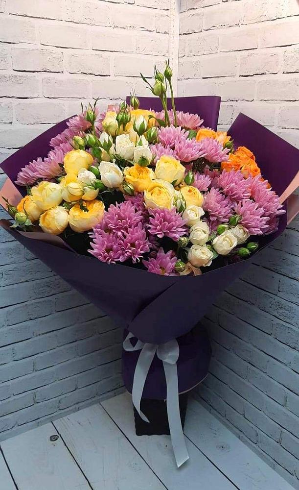 Букет цветов из: Хризантемы и Розы в Прямицыно