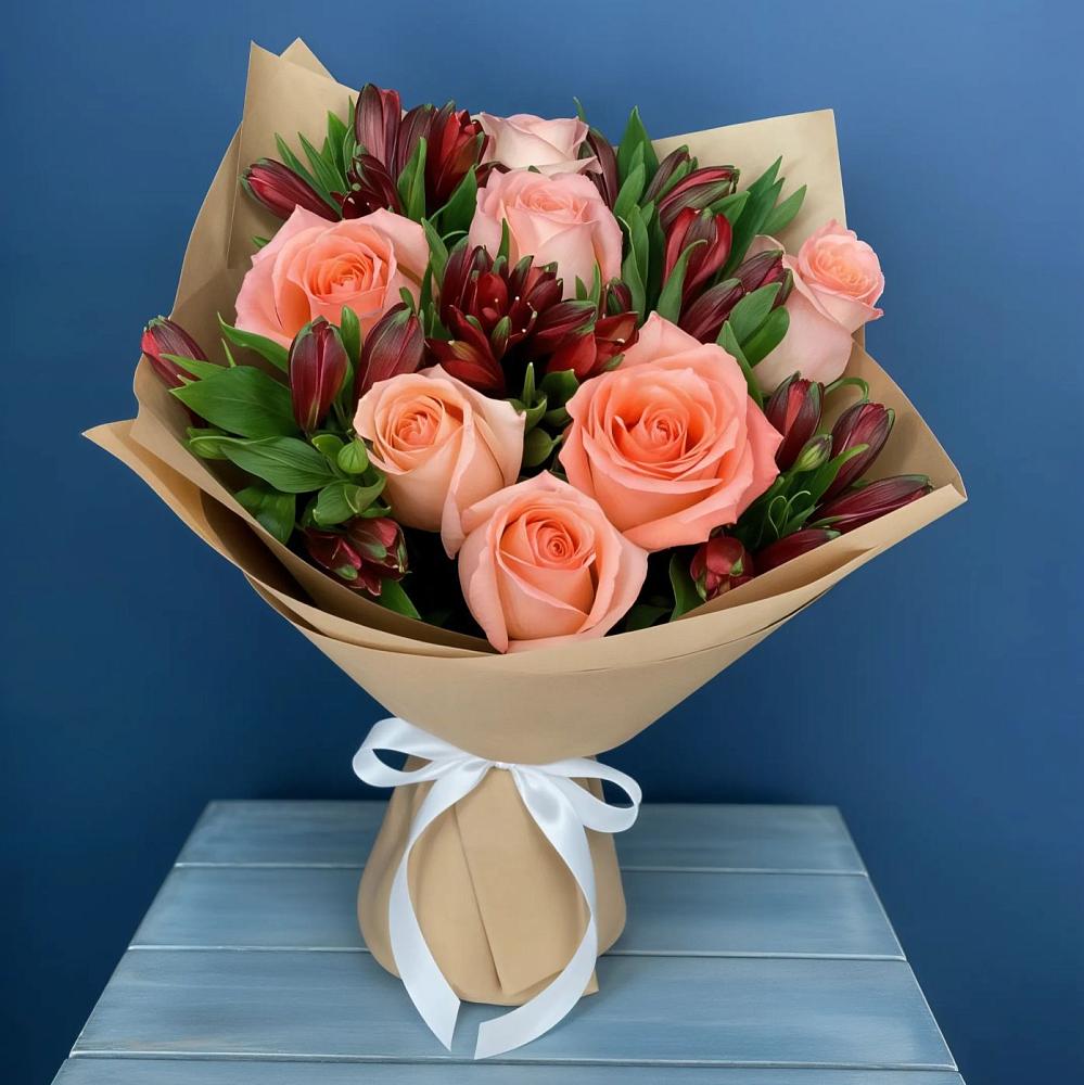 Букет цветов из: Розы и Альстромерии в Прямицыно