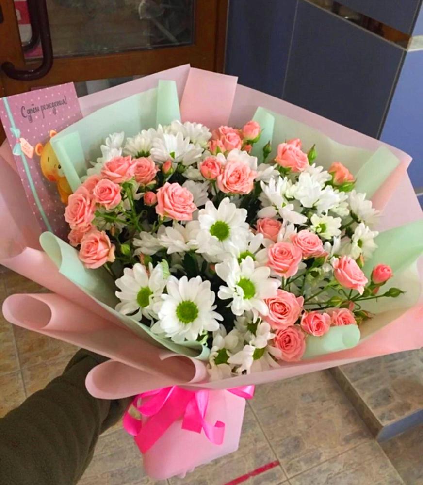 Букет цветов из: Розы и Хризантемы в Прямицыно