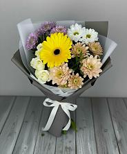 Букет цветов из:  Розы, Герберы и Хризантемы в Прямицыно