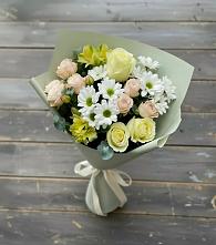Букет цветов из:  Альстромерии, Розы и Хризантемы в Прямицыно