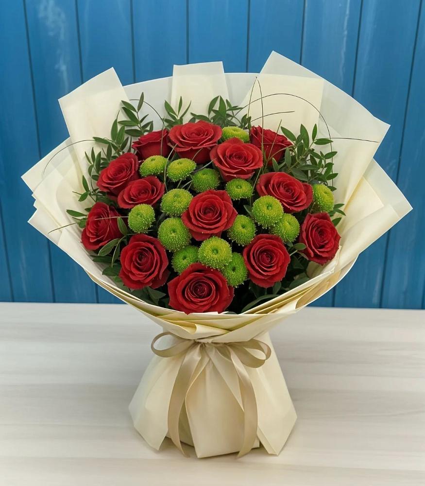 Букет цветов из: Розы и Хризантемы в Прямицыно