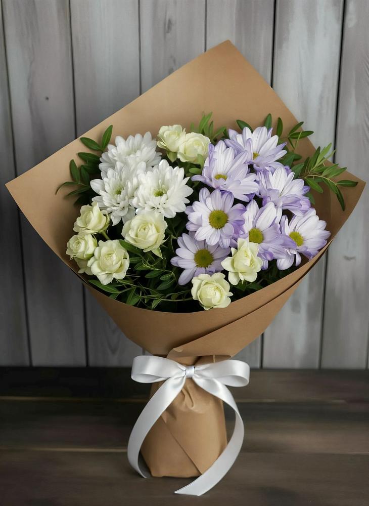 Букет цветов из: Хризантемы и Розы в Прямицыно